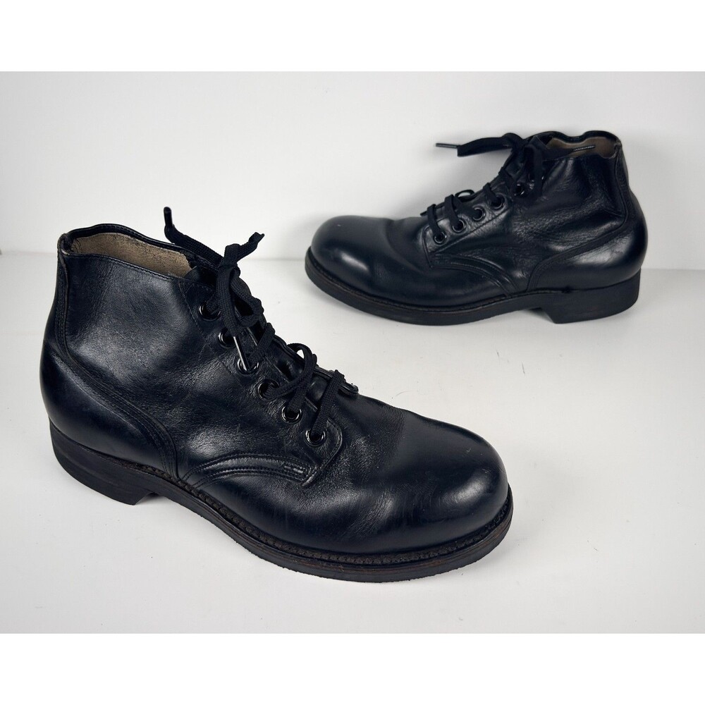 1967 Vintage Addison Shoe Company Black Lace Up Men's Military Boots 8.5 R